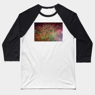 Colorful fireworks against dark sky Baseball T-Shirt